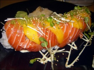 salmon and mango by Sklathill on flickr