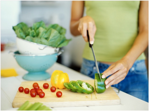 working in the kitchen